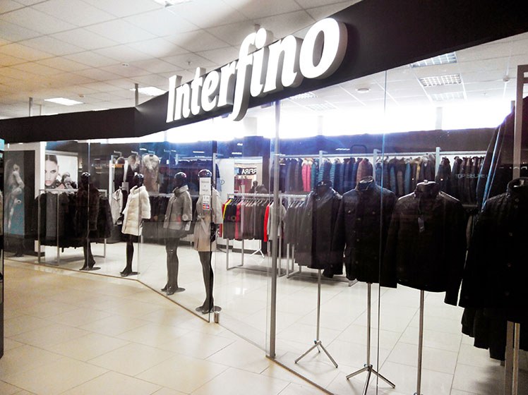 Объемные световые буквы для магазина Interfino